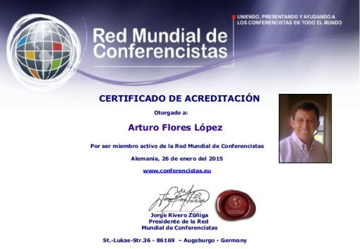 Certificado de acreditación red Mundial de Conferencistas